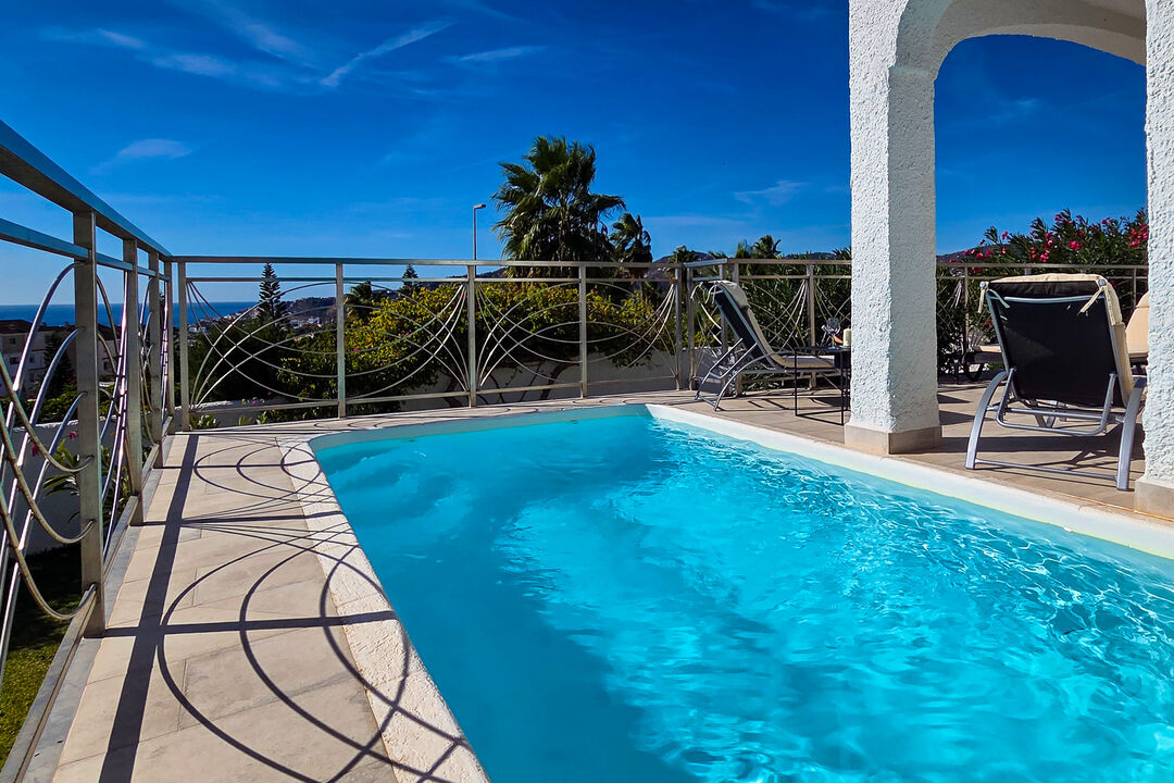 The pool can be heated on request.