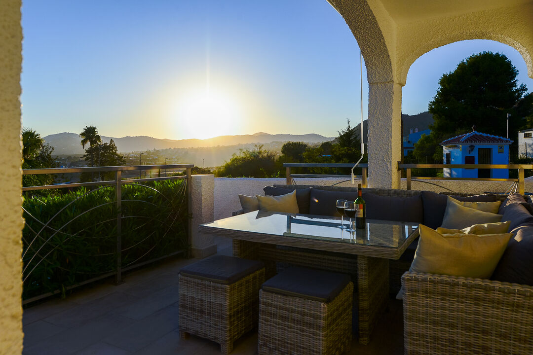 Coucher de soleil sur la terrasse